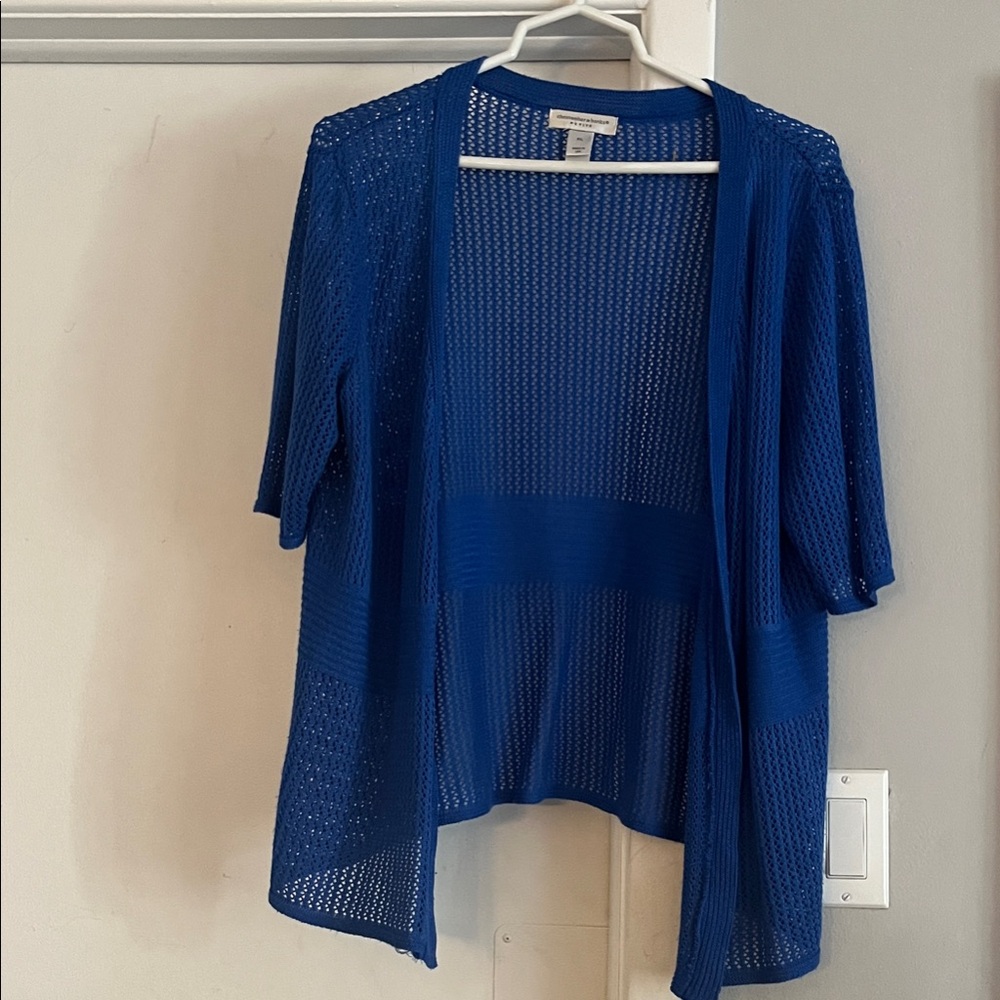 Christopher and Banks Vibrant Blue Open-Knit Cardigan